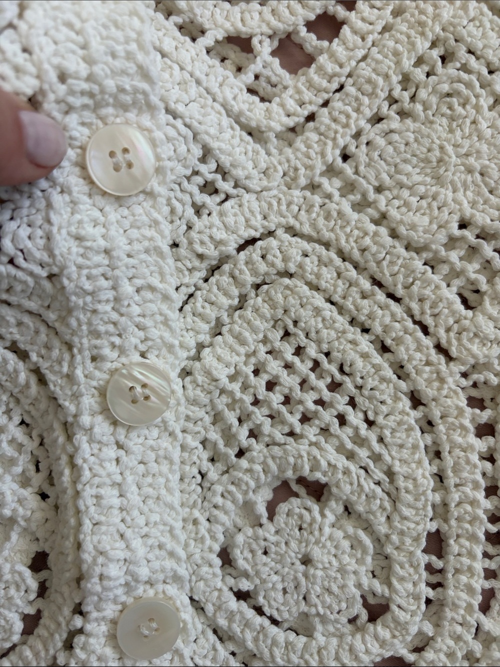 H&M White Crochet Cotton Vest Button Front Boho Sleeveless Top Size S - Picture 10 of 11